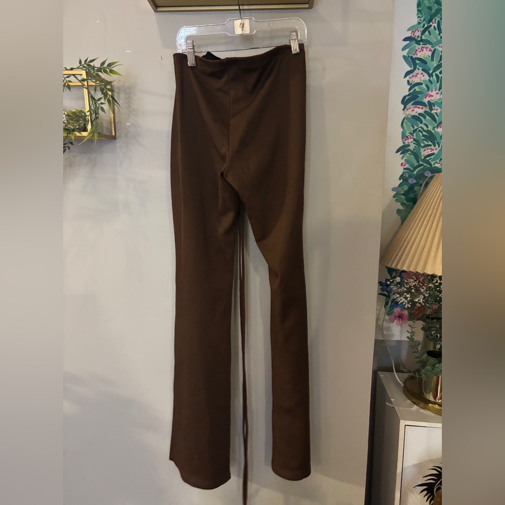 HM metallic brown tie up flare pants